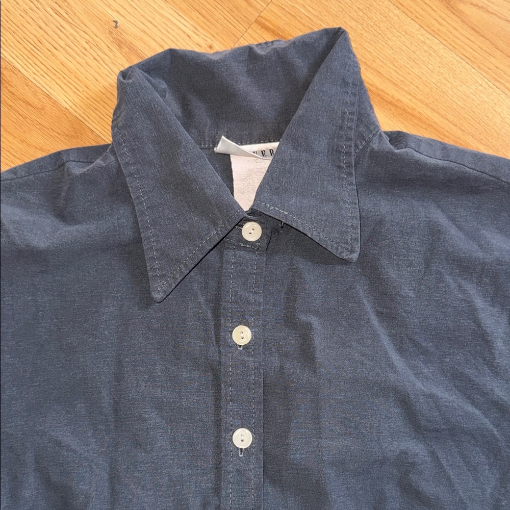 Vintage Forever 21 Gray Career Top Button Down Small Made in USA Cotton - Picture 4 of 6